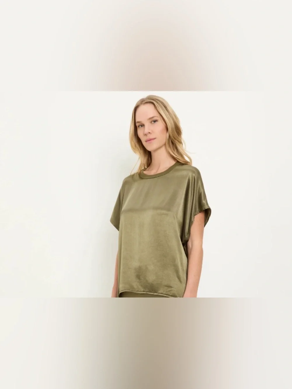 Michael Stars Flow Satin Olive Short-Sleeve Tee